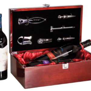 Double Wine Box with Tools in Rosewood Piano Finish