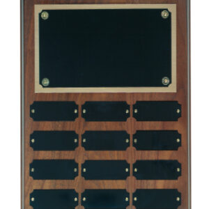 9 x 12" 12 Plate Walnut Perpetual Plaque Award